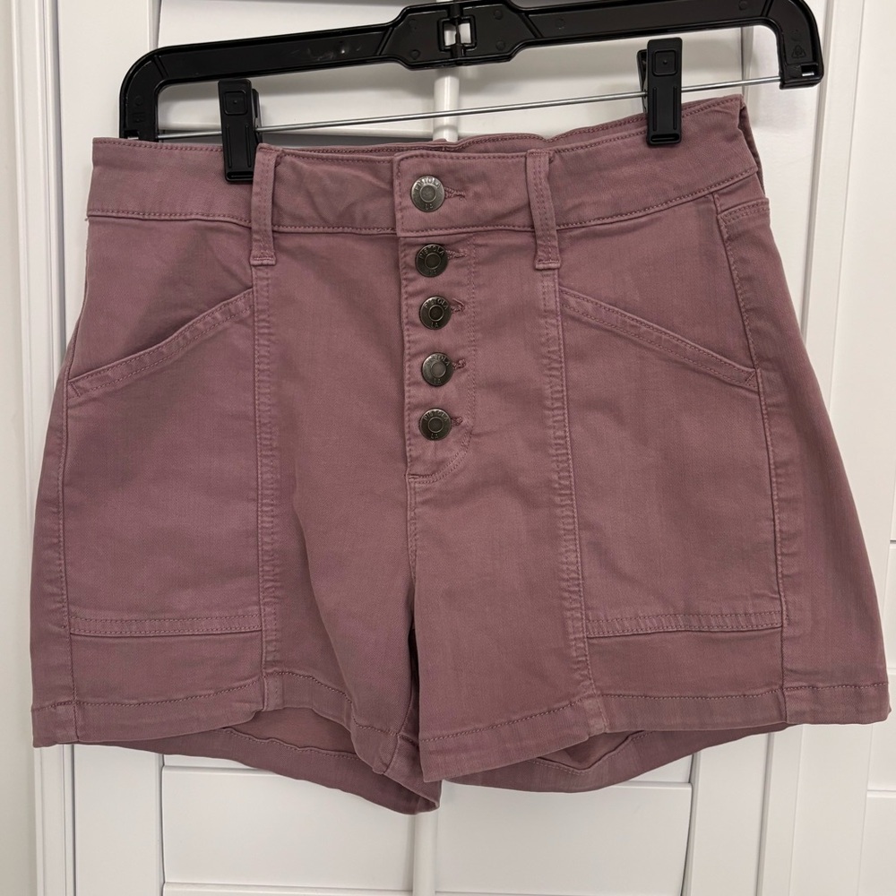 High-Rise Button-Front Women’s Shorts in Dusty Mauve